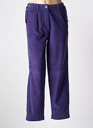 Pantalon droit fermeture zippée sous rabat boutonné violet CHARLIE JOE femme