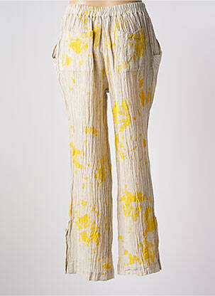 Pantalon droit taille élastique beige LUUKAA femme