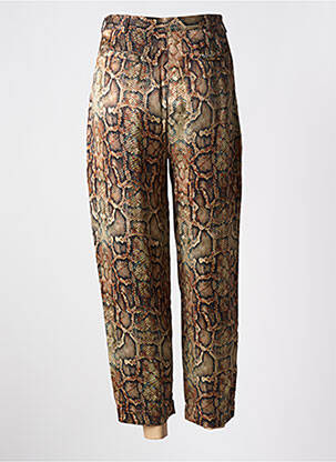 Pantalon 7/8 fermeture zippée sous rabat boutonné marron MAEVY femme