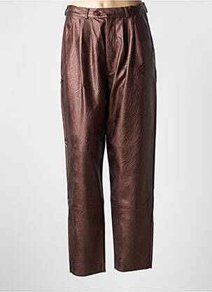 Pantalon droit fermeture zippée sous rabat boutonné marron MAEVY femme