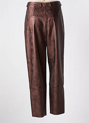 Pantalon droit fermeture zippée sous rabat boutonné marron MAEVY femme