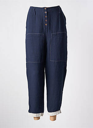 Pantalon 7/8 fermeture zippée sous rabat boutonné bleu JAYKO femme