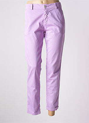 Pantalon 7/8 fermeture zippée sous rabat boutonné violet SUNDAY femme