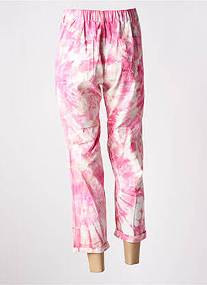 Pantalon droit fermeture zippée sous rabat boutonné rose CHARLIE JOE femme