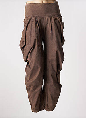 Pantalon droit tissage popeline taille normale marron JAYKO femme