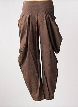 Pantalon droit tissage popeline taille normale marron JAYKO femme