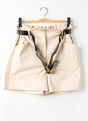 Short fermeture zippée sous rabat boutonné taille haute beige KOCCA femme