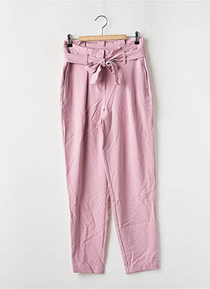 Pantalon droit tissage crêpe taille haute violet ONLY femme