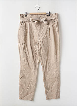 Pantalon chino tissage popeline taille haute marron VERO MODA femme