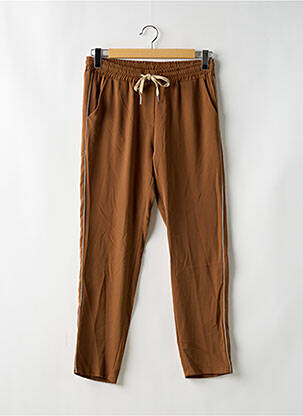 Pantalon chino broderie galons latéraux taille normale marron BELLITA femme