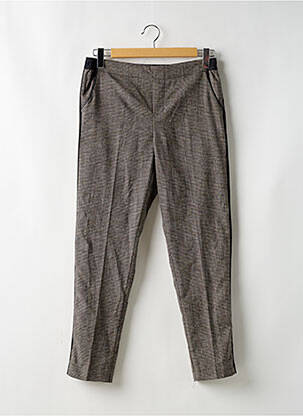 Pantalon chino broderie galons latéraux taille normale marron LE TEMPS DES CERISES femme
