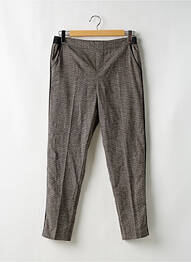 Pantalon chino broderie galons latéraux taille normale marron LE TEMPS DES CERISES femme