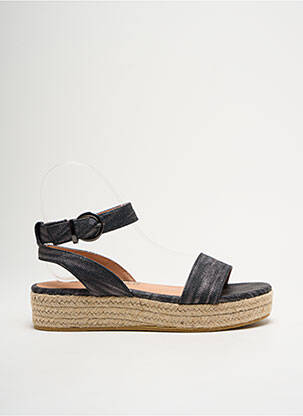 Espadrilles tissage satiné talon de 4 à 6cm noir CHATTAWAK femme
