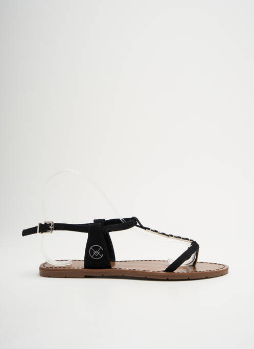 Tongs tissage satiné talon plat jusqu'à 3cm noir CHATTAWAK femme