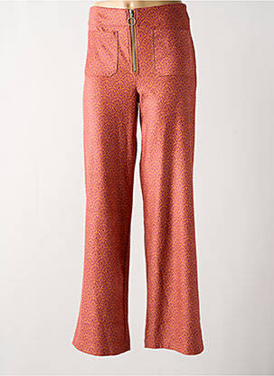 Pantalon large taille à pinces taille haute orange MD'M femme