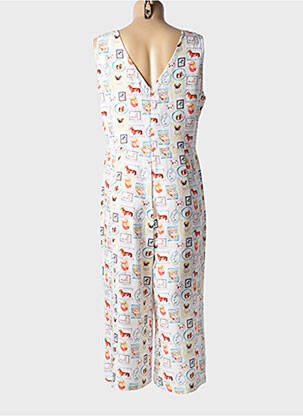 Combi-pantalon fermeture zippée au dos sans manche blanc MD'M femme