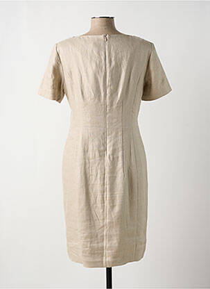 Robe mi-longue fermeture zippée au dos manches courtes beige WHITE LABEL femme