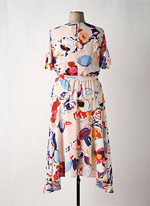 Robe longue imprimé fantaisie manches courtes rose TIA femme