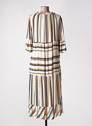 Robe longue coupe évasée manches 3/4 beige COSTA 8 MANI femme