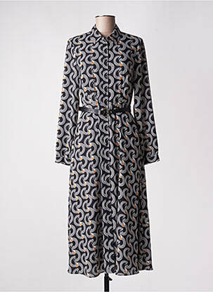Robe mi-longue coupe fluide manches longues noir COMMA, femme