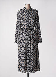 Robe mi-longue coupe fluide manches longues noir COMMA, femme