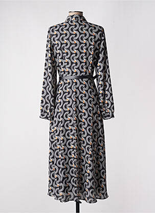 Robe mi-longue coupe fluide manches longues noir COMMA, femme