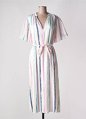 Robe longue manches courtes manches courtes blanc COSTA 8 MANI femme