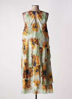 Robe mi-longue imprimé fleurs sans manche vert MD'M femme