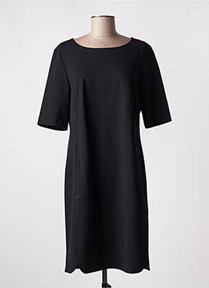 Robe mi-longue fermeture zippée au dos manches courtes noir LUISA CERANO femme