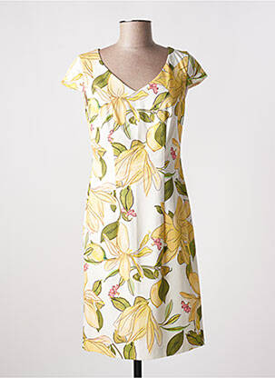 Robe courte fermeture zippée au dos manches courtes jaune COMMA, femme