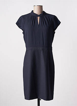 Robe mi-longue tissage crêpe manches courtes bleu COMMA, femme