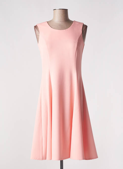 Robe mi-longue tissage crêpe sans manche rose MORE & MORE femme