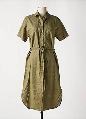 Robe mi-longue tissage crêpe manches courtes vert DEELUXE femme
