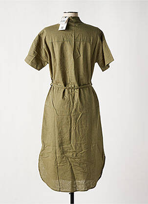 Robe mi-longue tissage crêpe manches courtes vert DEELUXE femme