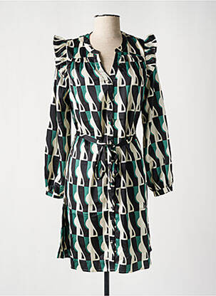 Robe mi-longue coupe fluide manches longues vert DEELUXE femme