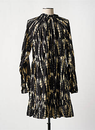 Robe courte coupe évasée manches longues noir DEELUXE femme
