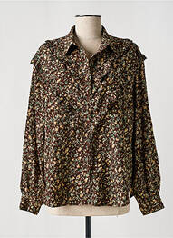 Chemisier imprimé fleurs manches longues marron WIYA femme