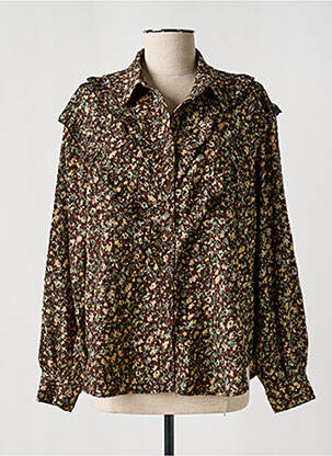 Chemisier imprimé fleurs manches longues marron WIYA femme