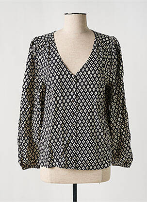 Chemisier coupe cintrée manches longues noir DEELUXE femme