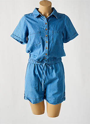 Combishort fermeture boutonnée sur le devant manches courtes bleu DEELUXE femme