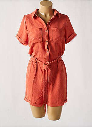 Combishort tissage crêpe manches courtes orange DEELUXE femme