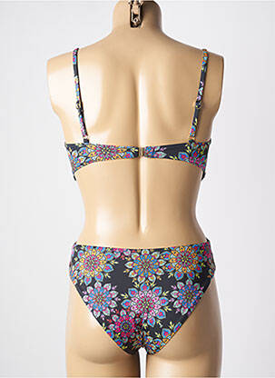 Maillot de bain 2 pièces stretch haut soutien-gorge avec mousse de rembourrage amovible noir GENIUS femme