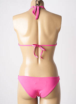 Maillot de bain 1 pièce effet matière satinée haut triangles rose GENIUS femme