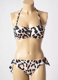 Maillot de bain 2 pièces stretch haut bandeau beige GENIUS femme