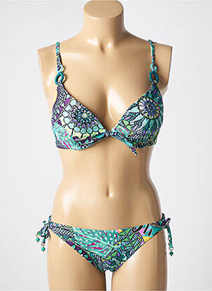 Maillot de bain 2 pièces avec armature haut soutien-gorge avec mousse de rembourrage amovible vert GENIUS femme