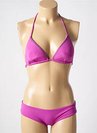 Maillot de bain 2 pièces bretelles élastiquées ajustables haut soutien-gorge avec mousse de rembourrage amovible rose GENIUS femme