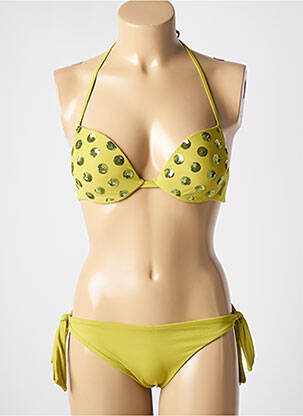 Maillot de bain 2 pièces stretch haut soutien-gorge avec mousse de rembourrage amovible vert GENIUS femme