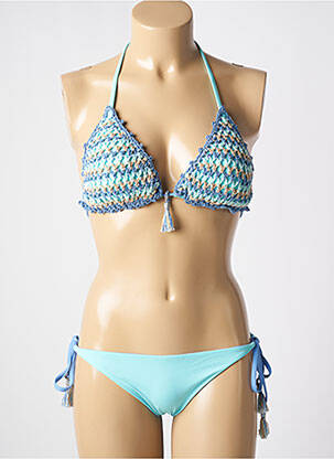 Maillot de bain 2 pièces stretch haut soutien-gorge avec mousse de rembourrage amovible bleu GENIUS femme