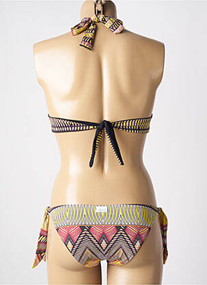 Maillot de bain 2 pièces stretch haut triangles jaune GENIUS femme