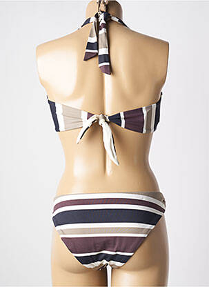 Maillot de bain 2 pièces stretch haut triangles marron GENIUS femme